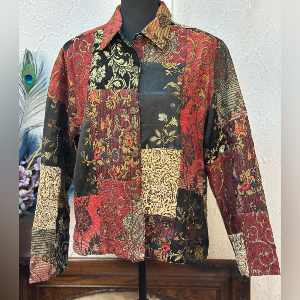 Chico's Multicolor Embroidered Patchwork Jacket (… - image 1